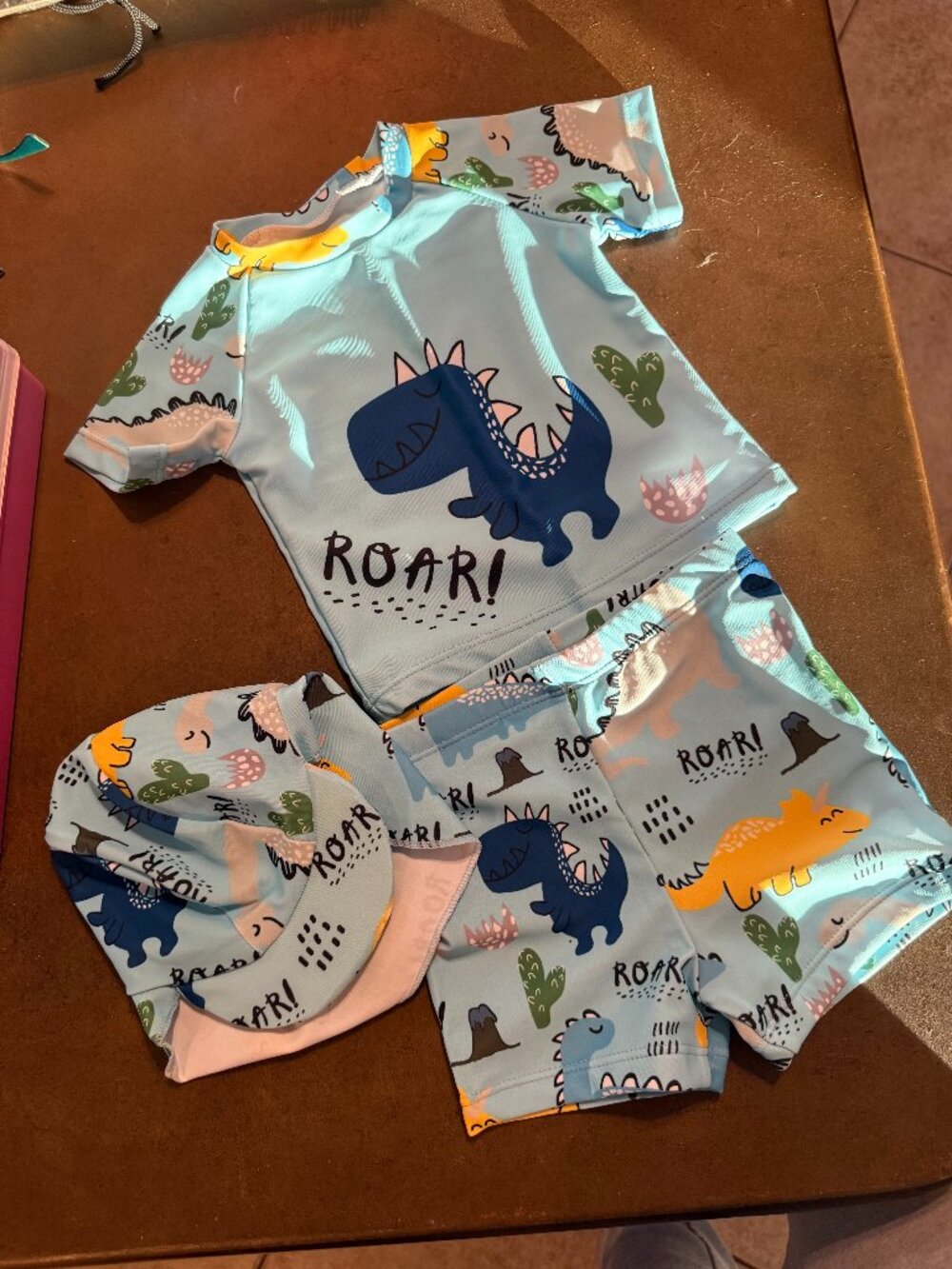 Baby Toddler Boy 3 piece swimsuit set 9-12 month dinosaurs